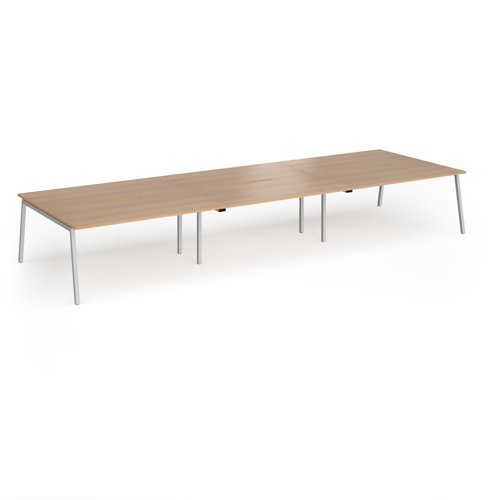 Connex Angled 4800 x 1600 x 725mm Back to Back Desk ( 6 x 1600mm ) - Silver Frame / Beech Top - ACO4816-S-B