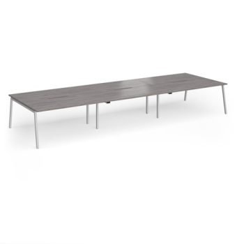 Connex Angled 4800 x 1600 x 725mm Back to Back Desk ( 6 x 1600mm ) - Silver Frame / Grey Oak Top - ACO4816-S-GO