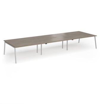 Connex Angled 4800 x 1600 x 725mm Back to Back Desk ( 6 x 1600mm ) - Silver Frame / Nebraska Oak Top - ACO4816-S-NO