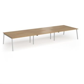 Connex Angled 4800 x 1600 x 725mm Back to Back Desk ( 6 x 1600mm ) - Silver Frame / Oak Top - ACO4816-S-O