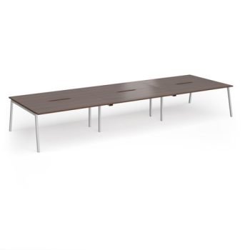 Connex Angled 4800 x 1600 x 725mm Back to Back Desk ( 6 x 1600mm ) - Silver Frame / Walnut Top - ACO4816-S-W