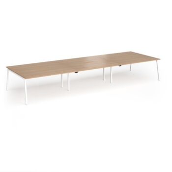 Connex Angled 4800 x 1600 x 725mm Back to Back Desk ( 6 x 1600mm ) - White Frame / Beech Top - ACO4816-WH-B