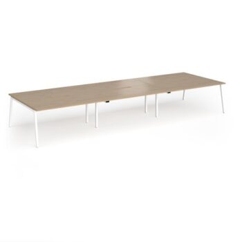Connex Angled 4800 x 1600 x 725mm Back to Back Desk ( 6 x 1600mm ) - White Frame / Kendal Oak Top - ACO4816-WH-KO