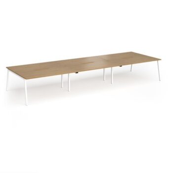 Connex Angled 4800 x 1600 x 725mm Back to Back Desk ( 6 x 1600mm ) - White Frame / Oak Top - ACO4816-WH-O