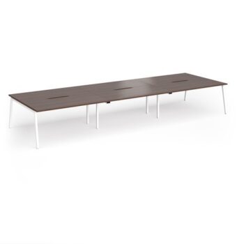 Connex Angled 4800 x 1600 x 725mm Back to Back Desk ( 6 x 1600mm ) - White Frame / Walnut Top - ACO4816-WH-W
