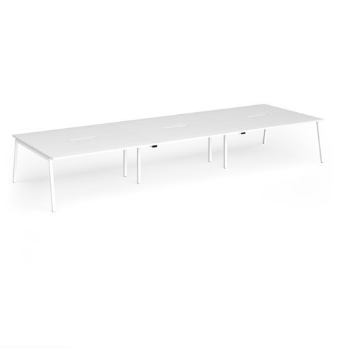Connex Angled 4800 x 1600 x 725mm Back to Back Desk ( 6 x 1600mm ) - White Frame / White Top - ACO4816-WH-WH