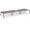 Connex Angled 5400 x 1600 x 725mm Back to Back Desk (6 x 1800mm) - Black Frame / Grey Oak Top - ACO5416-K-GO