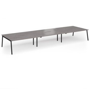 Connex Angled 5400 x 1600 x 725mm Back to Back Desk (6 x 1800mm) - Black Frame / Grey Oak Top - ACO5416-K-GO
