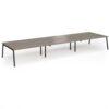 Connex Angled 5400 x 1600 x 725mm Back to Back Desk (6 x 1800mm) - Black Frame / Nebraska Oak Top - ACO5416-K-NO