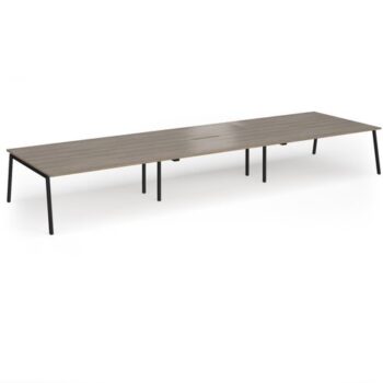 Connex Angled 5400 x 1600 x 725mm Back to Back Desk (6 x 1800mm) - Black Frame / Nebraska Oak Top - ACO5416-K-NO