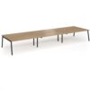 Connex Angled 5400 x 1600 x 725mm Back to Back Desk (6 x 1800mm) - Black Frame / Oak Top - ACO5416-K-O