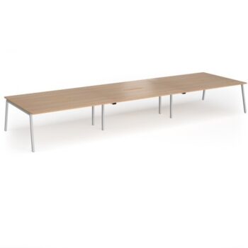 Connex Angled 5400 x 1600 x 725mm Back to Back Desk (6 x 1800mm) - Silver Frame / Beech Top - ACO5416-S-B