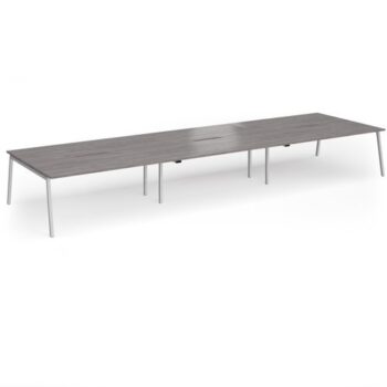 Connex Angled 5400 x 1600 x 725mm Back to Back Desk (6 x 1800mm) - Silver Frame / Grey Oak Top - ACO5416-S-GO