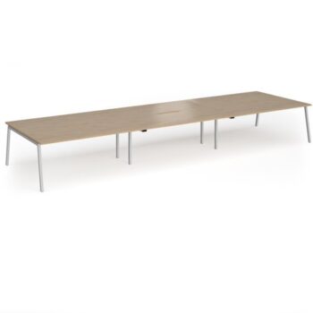 Connex Angled 5400 x 1600 x 725mm Back to Back Desk (6 x 1800mm) - Silver Frame / Kendal Oak Top - ACO5416-S-KO