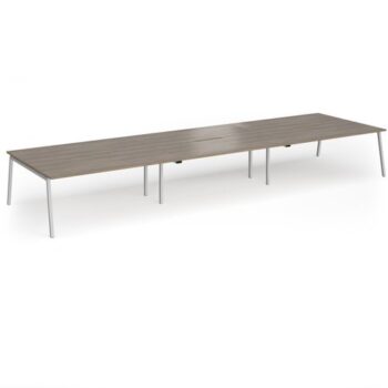 Connex Angled 5400 x 1600 x 725mm Back to Back Desk (6 x 1800mm) - Silver Frame / Nebraska Oak Top - ACO5416-S-NO
