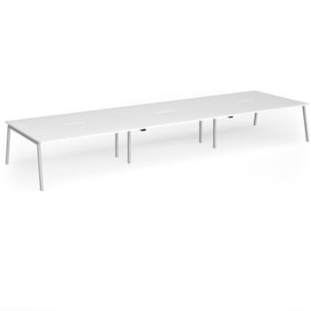 Connex Angled 5400 x 1600 x 725mm Back to Back Desk (6 x 1800mm) - Silver Frame / White Top - ACO5416-S-WH