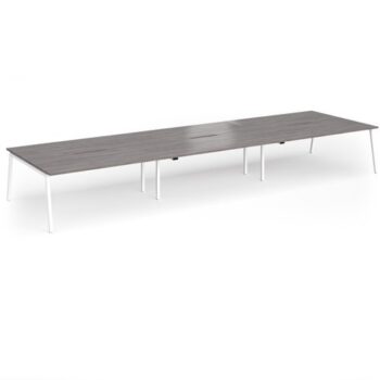 Connex Angled 5400 x 1600 x 725mm Back to Back Desk (6 x 1800mm) - White Frame / Grey Oak Top - ACO5416-WH-GO