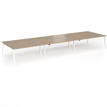 Connex Angled 5400 x 1600 x 725mm Back to Back Desk (6 x 1800mm) - White Frame / Kendal Oak Top - ACO5416-WH-KO