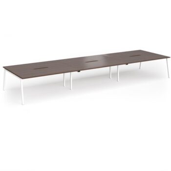 Connex Angled 5400 x 1600 x 725mm Back to Back Desk (6 x 1800mm) - White Frame / Walnut Top - ACO5416-WH-W