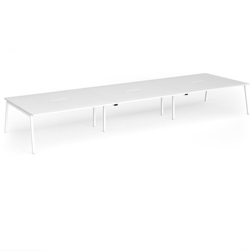 Connex Angled 5400 x 1600 x 725mm Back to Back Desk (6 x 1800mm) - White Frame / White Top - ACO5416-WH-WH