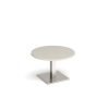 Brescia circular coffee table with flat square brushed steel base 800mm - Light grey - BCC800-BS-LG