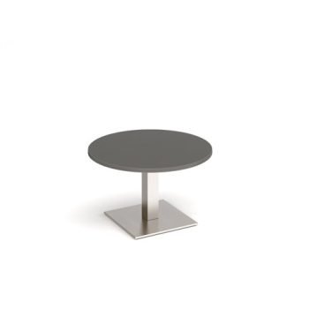 Brescia circular coffee table with flat square brushed steel base 800mm - onyx Grey - BCC800-BS-OG