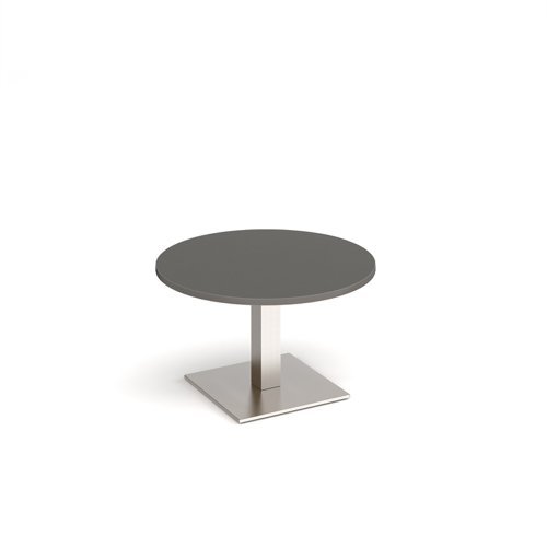 Brescia circular coffee table with flat square brushed steel base 800mm - onyx Grey - BCC800-BS-OG