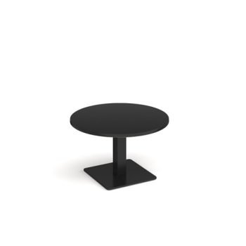 Brescia circular coffee table with flat square black base 800mm - Black - BCC800-K-BK