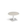 Brescia circular coffee table with flat square white base 800mm - Light Grey - BCC800-WH-LG