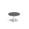 Brescia circular coffee table with flat square white base 800mm - Onyx Grey - BCC800-WH-OG
