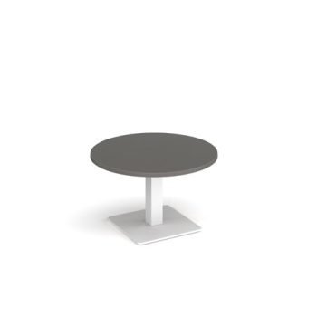 Brescia circular coffee table with flat square white base 800mm - Onyx Grey - BCC800-WH-OG