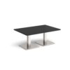 Brescia rectangular coffee table with flat square brushed steel bases 1200mm x 800mm - Black - BCR1200-BS-BK