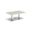 Brescia rectangular coffee table with flat square brushed steel bases 1200mm x 800mm - Light Grey - BCR1200-BS-LG