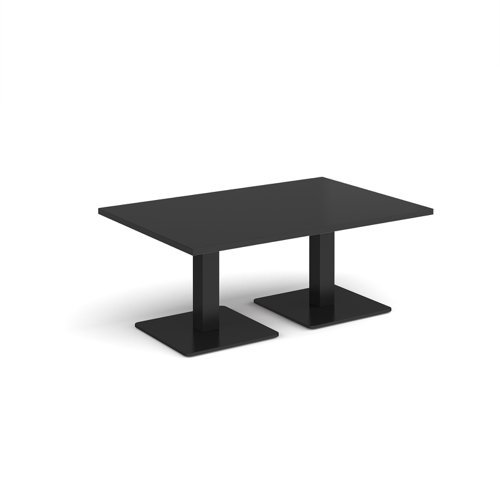 Brescia rectangular coffee table with flat square black bases 1200mm x 800mm - Black - BCR1200-K-BK