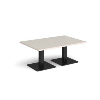 Brescia rectangular coffee table with flat square black bases 1200mm x 800mm - Light Grey - BCR1200-K-LG