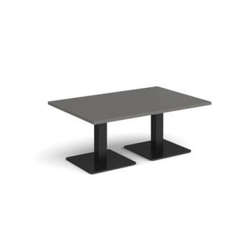 Brescia rectangular coffee table with flat square black bases 1200mm x 800mm - Onyx Grey - BCR1200-K-OG
