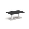 Brescia rectangular coffee table with flat square white bases 1200mm x 800mm - Black - BCR1200-WH-BK