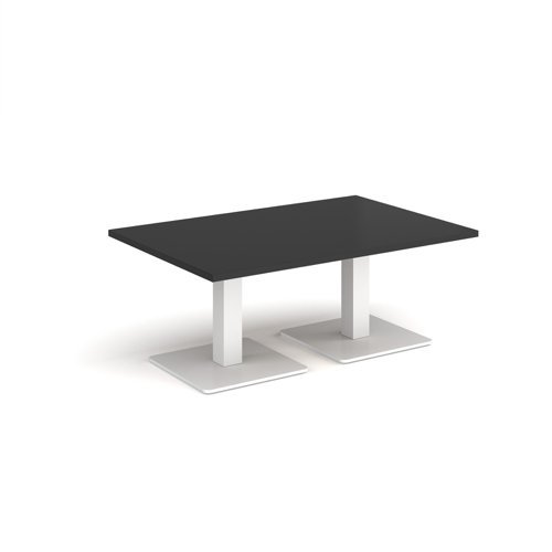 Brescia rectangular coffee table with flat square white bases 1200mm x 800mm - Black - BCR1200-WH-BK