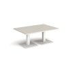 Brescia rectangular coffee table with flat square white bases 1200mm x 800mm - Light Grey - BCR1200-WH-LG