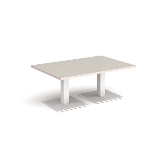 Brescia rectangular coffee table with flat square white bases 1200mm x 800mm - Light Grey - BCR1200-WH-LG
