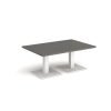 Brescia rectangular coffee table with flat square white bases 1200mm x 800mm - Onyx Grey - BCR1200-WH-OG