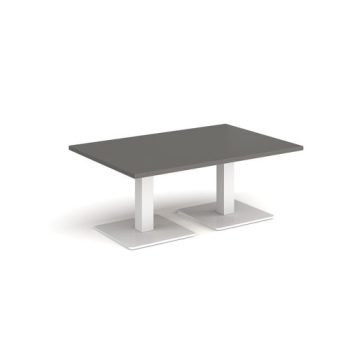 Brescia rectangular coffee table with flat square white bases 1200mm x 800mm - Onyx Grey - BCR1200-WH-OG