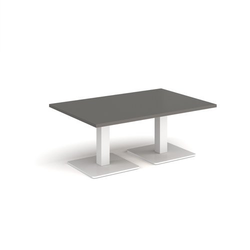 Brescia rectangular coffee table with flat square white bases 1200mm x 800mm - Onyx Grey - BCR1200-WH-OG