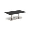 Brescia rectangular coffee table with flat square brushed steel bases 1400mm x 800mm - Black - BCR1400-BS-BK