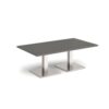 Brescia rectangular coffee table with flat square brushed steel bases 1400mm x 800mm - Onyx Grey - BCR1400-BS-OG
