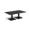 Brescia rectangular coffee table with flat square black bases 1400mm x 800mm - Black - BCR1400-K-BK