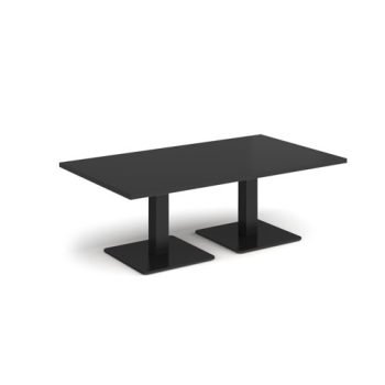 Brescia rectangular coffee table with flat square black bases 1400mm x 800mm - Black - BCR1400-K-BK
