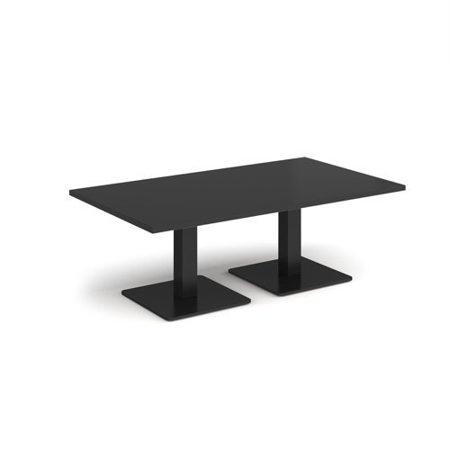 Brescia rectangular coffee table with flat square black bases 1400mm x 800mm - Black - BCR1400-K-BK
