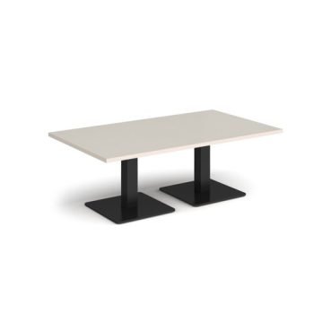 Brescia rectangular coffee table with flat square black bases 1400mm x 800mm - Light Grey - BCR1400-K-LG