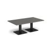 Brescia rectangular coffee table with flat square black bases 1400mm x 800mm - Onyx Grey - BCR1400-K-OG